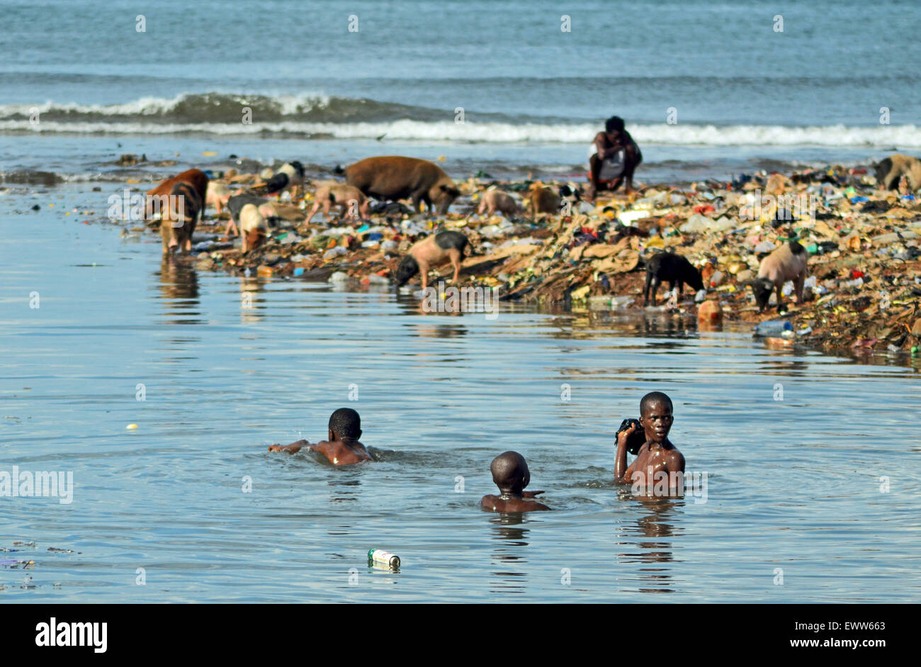 Kroo Bay, Sierra Leone, during an outbreak of cholera in 2012. Stock Photo