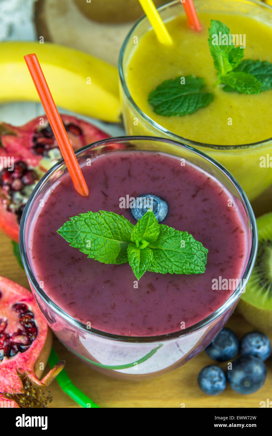 Fresh mixed fruit smoothies Stock Photo Alamy