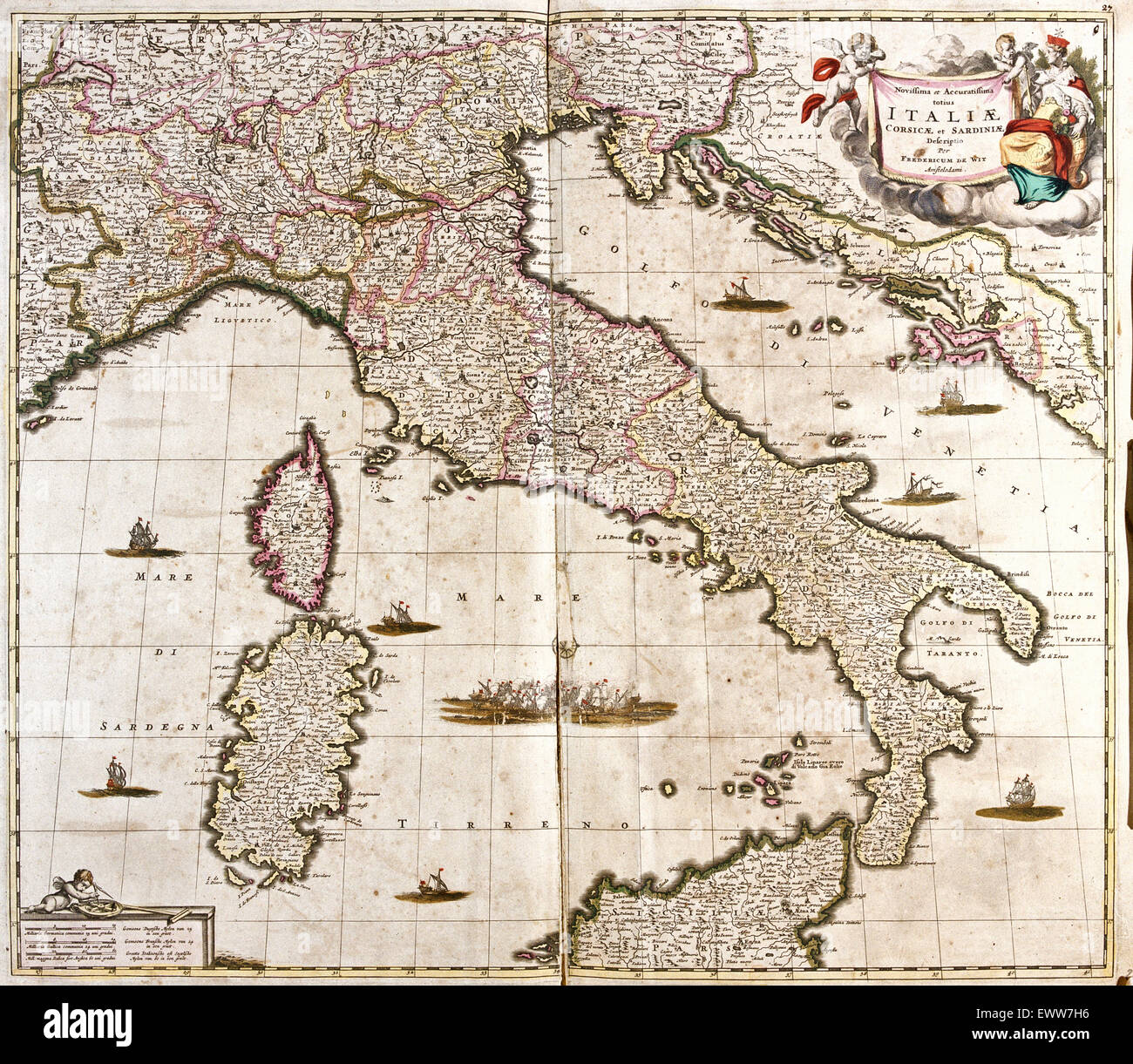 Map Of Corsica And Italy Old Map Of Italy, With Corsica And Sardinia Stock Photo - Alamy