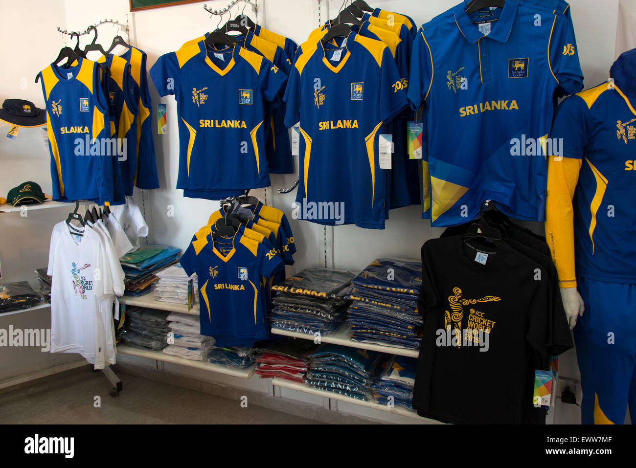 Club merchandise on sale at the Sinhalese Sports Club Ground on Maitland Place, Colombo, Sri Lanka. Stock Photo