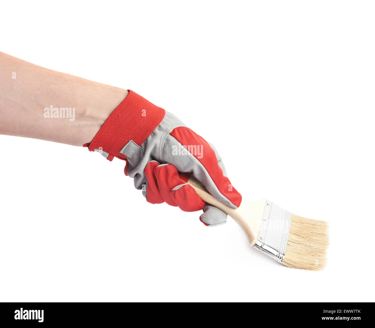 Hand holding a paint brush, isolated Stock Photo Alamy