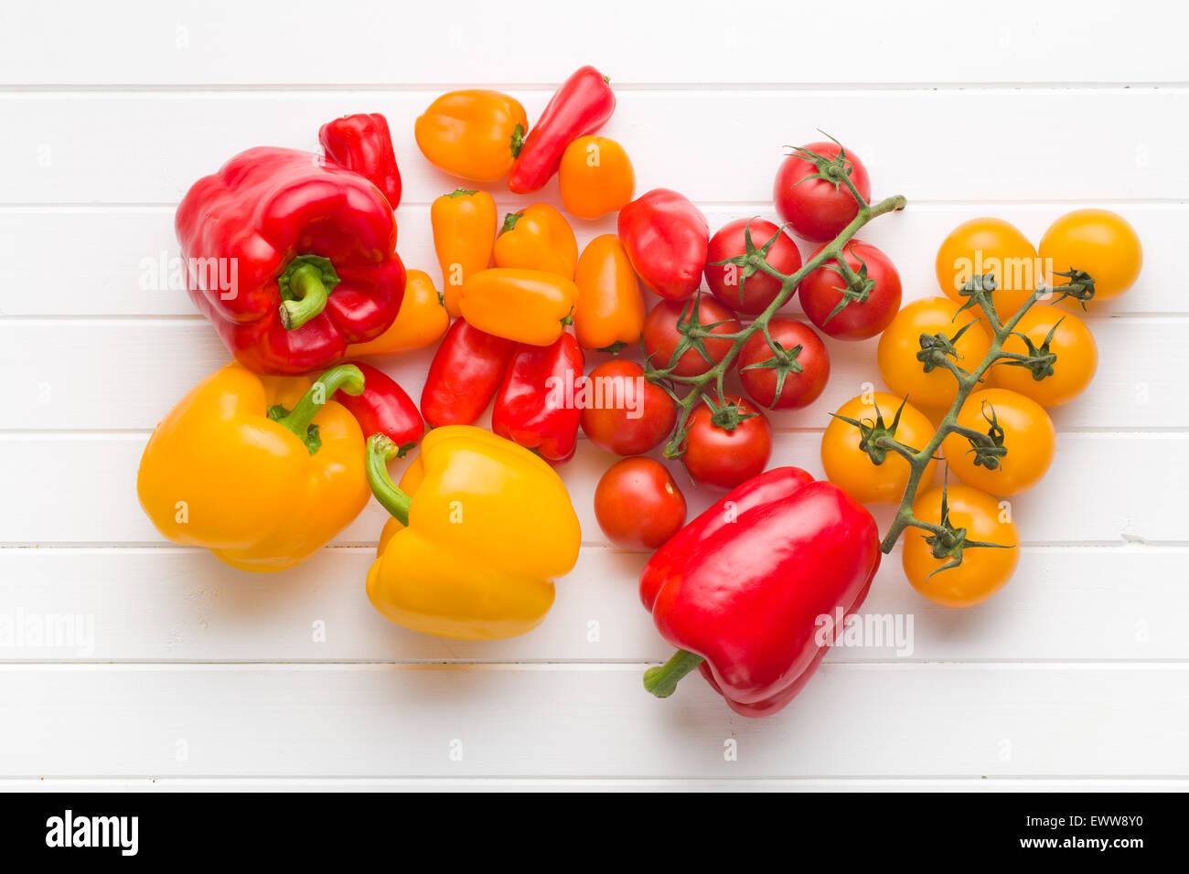 top view of peppers and tomatoes Stock Photo