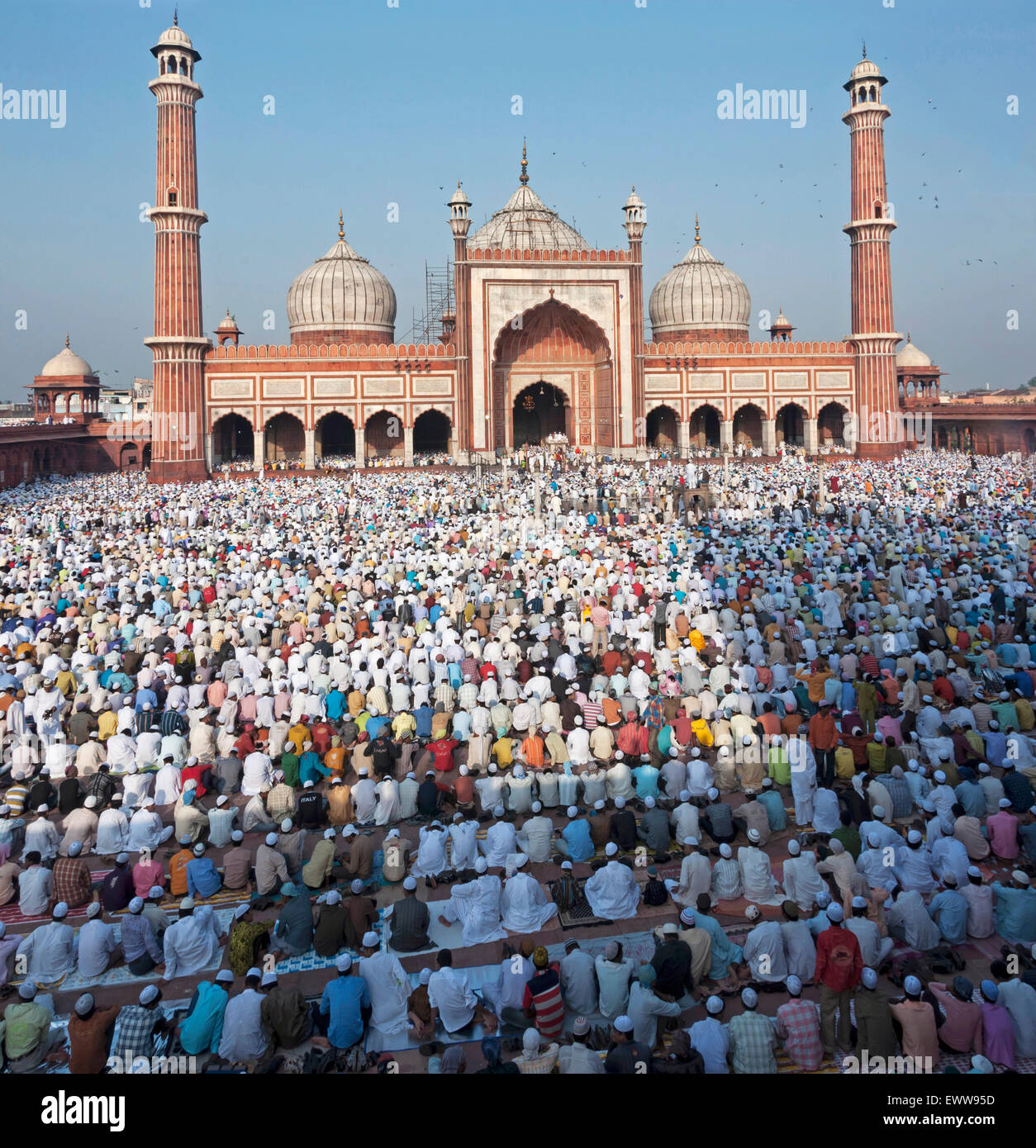 Festival of Eid-ul-fitr being celebrated at the Jama Masjid mosque in old Delhi, India. Stock Photo