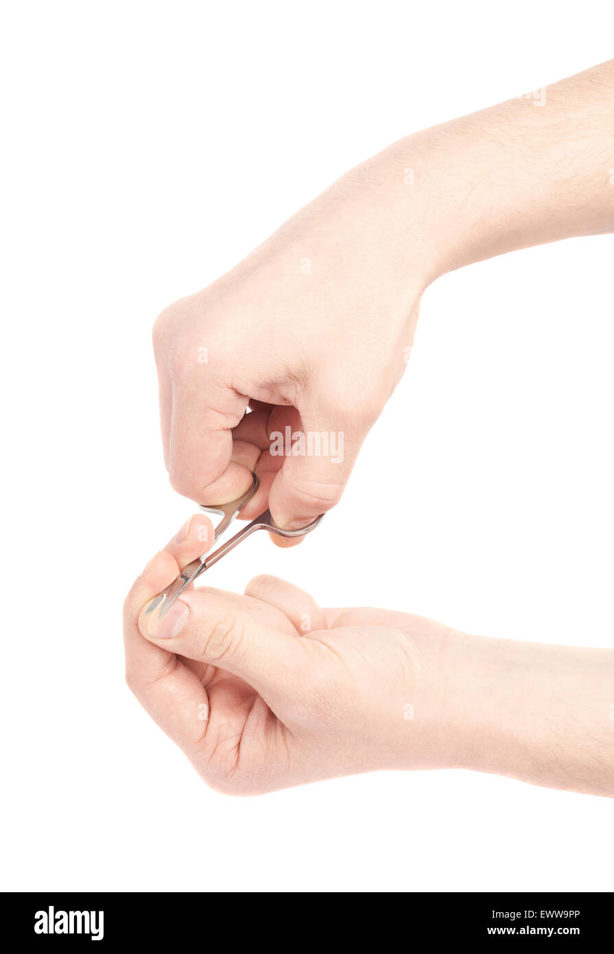 Two male hands cutting nails Stock Photo Alamy