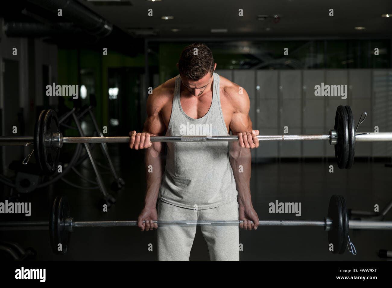 Showing How To Train Biceps Stock Photo - Alamy