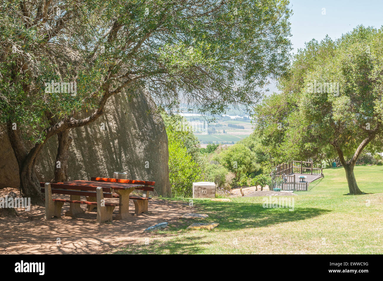 Shady picnic spot at the Afrikaans Language Monument in Paarl, South