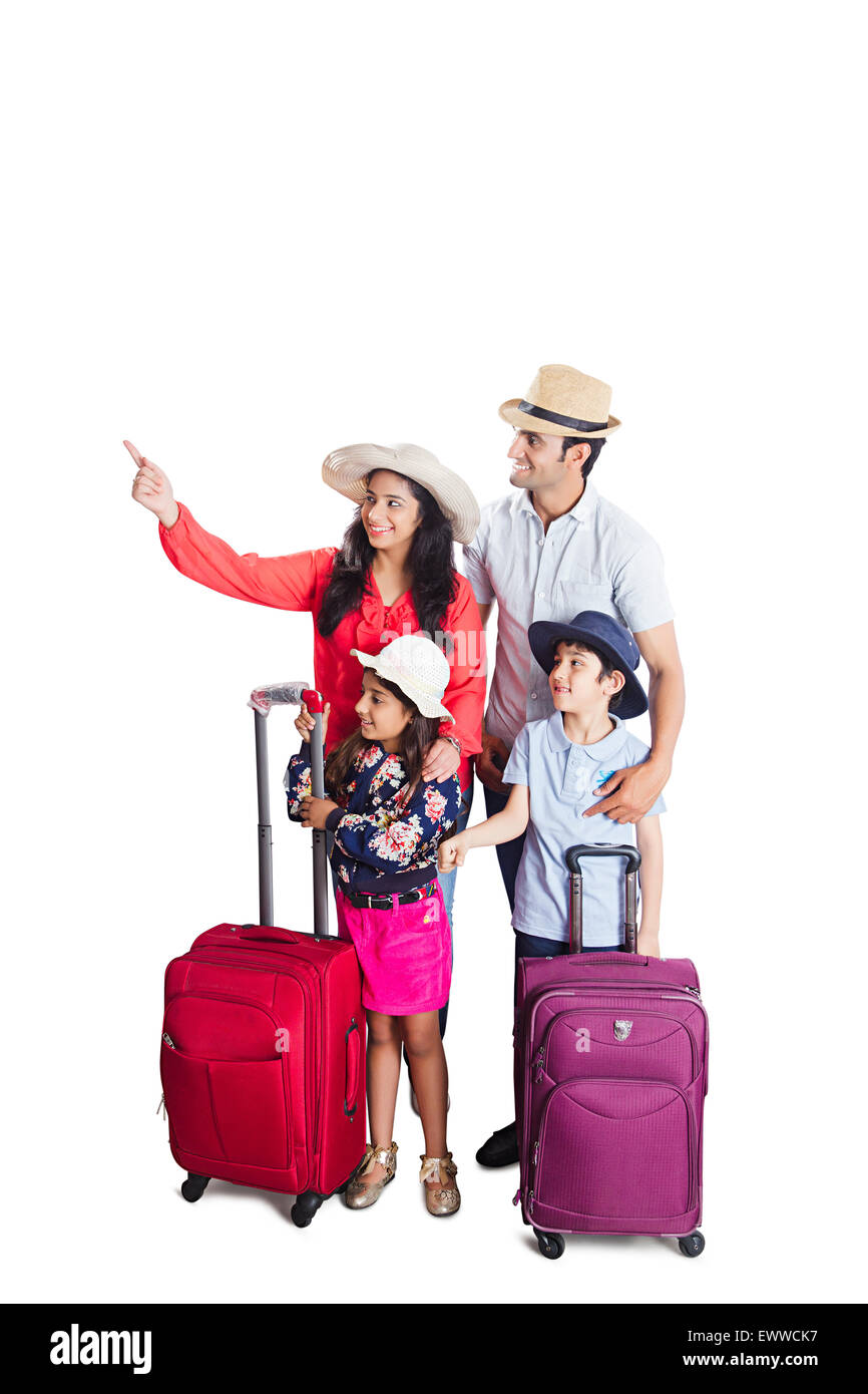 indian Parents and kids  Passenger Airport Preparation Stock Photo