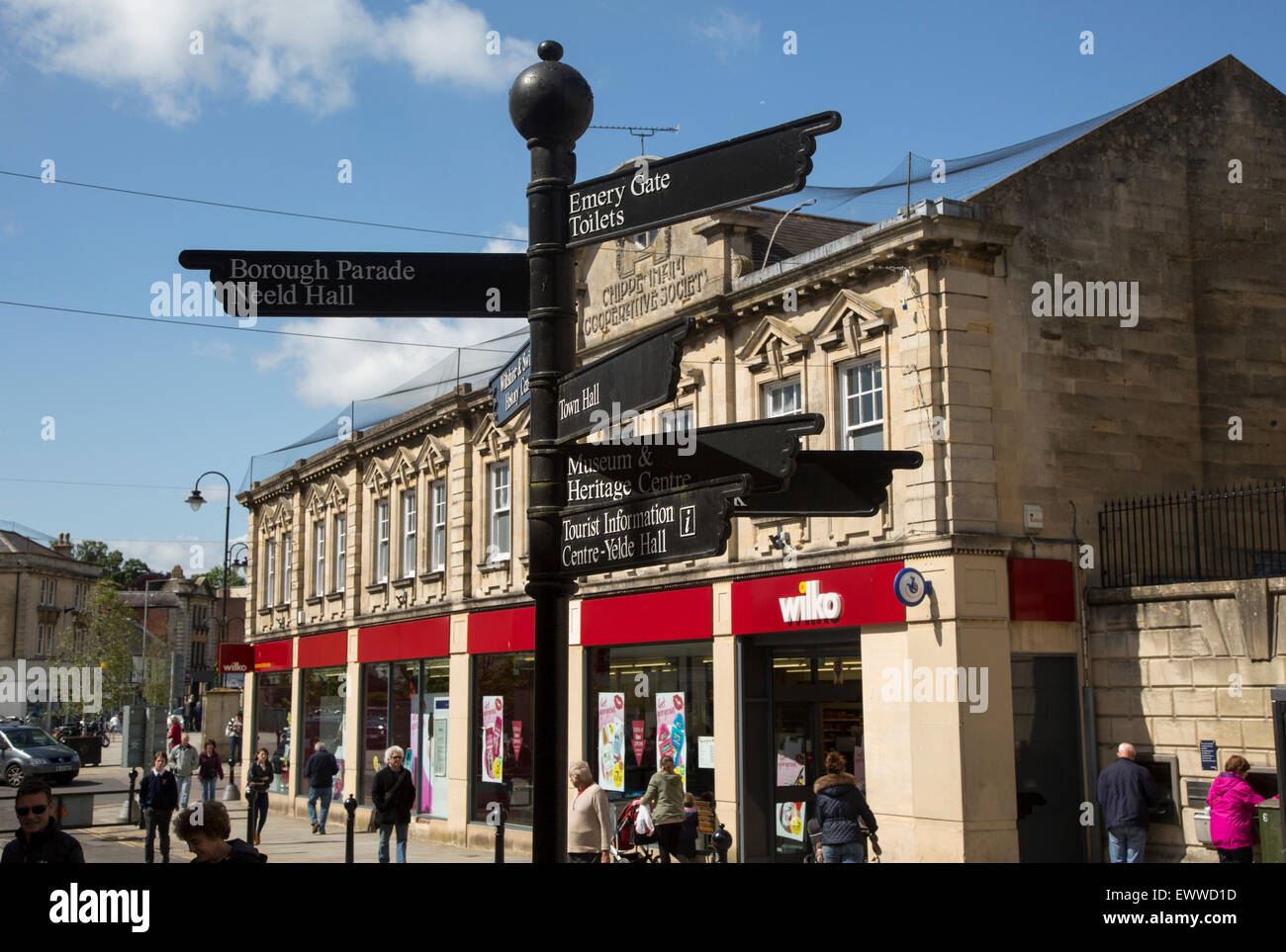 Main shopping High Street in town centre, Chippenham, Wiltshire, England, UK Stock Photo