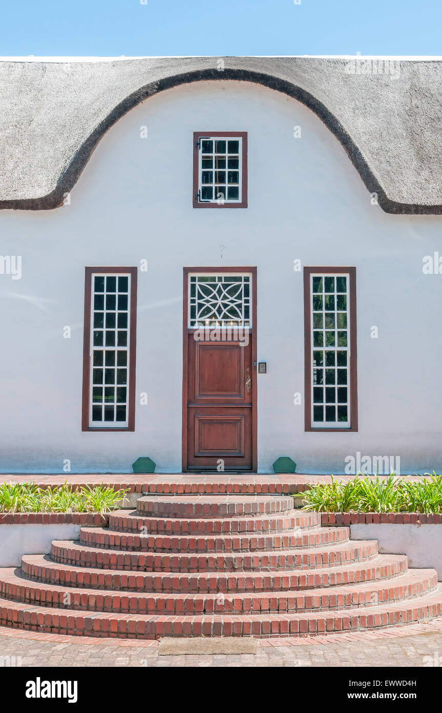 Building in Stellenbosch in the Western Cape Province of South Africa. Built in Cape Dutch architectural style Stock Photo