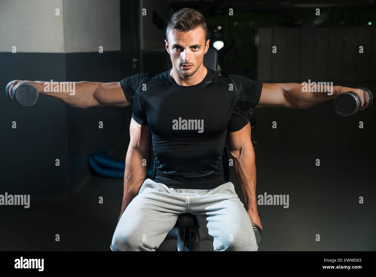 Showing How To Train Shoulders Lateral Stock Photo Alamy