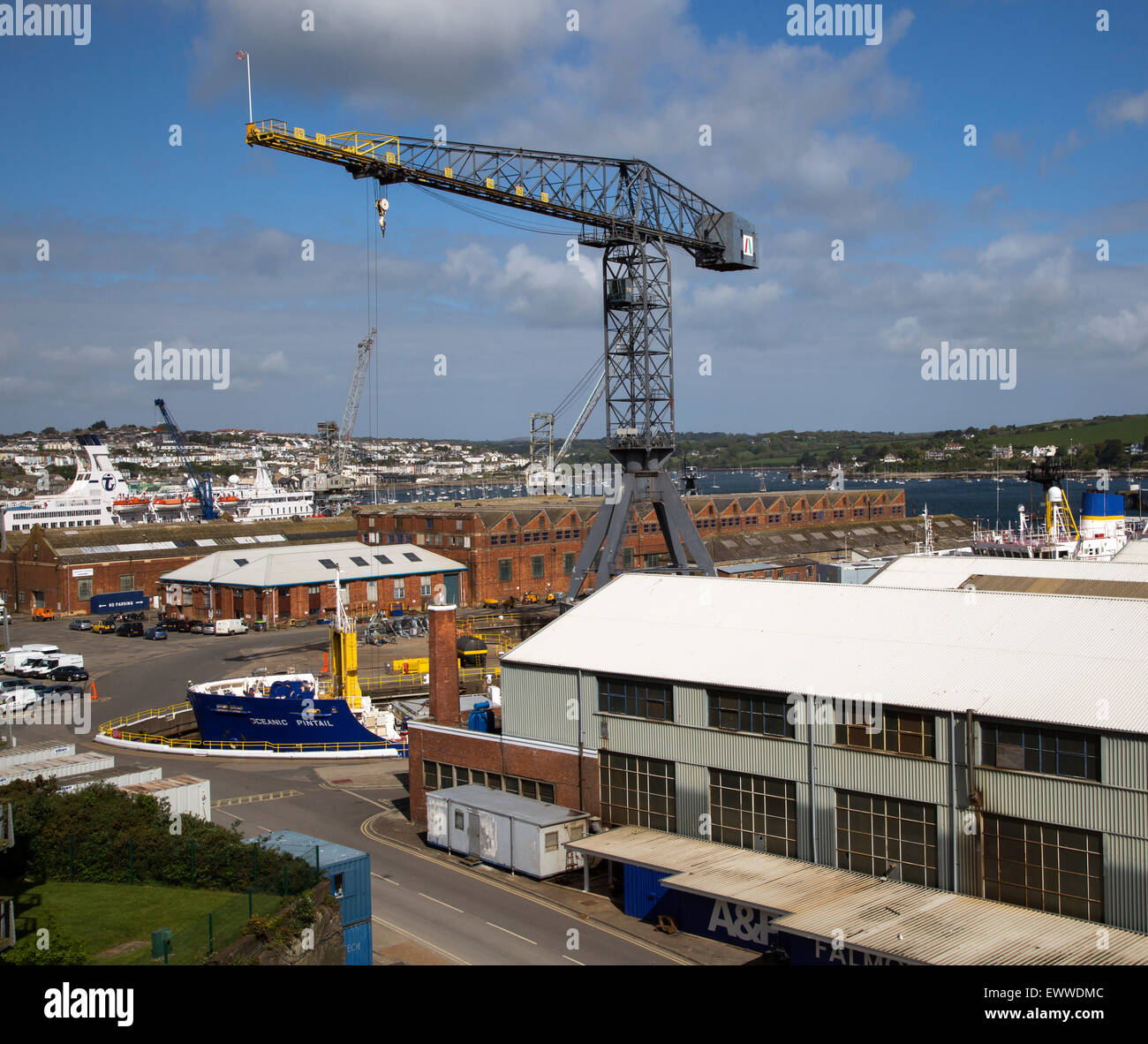 Port and docks at Falmouth, Cornwall, England, UK Stock Photo