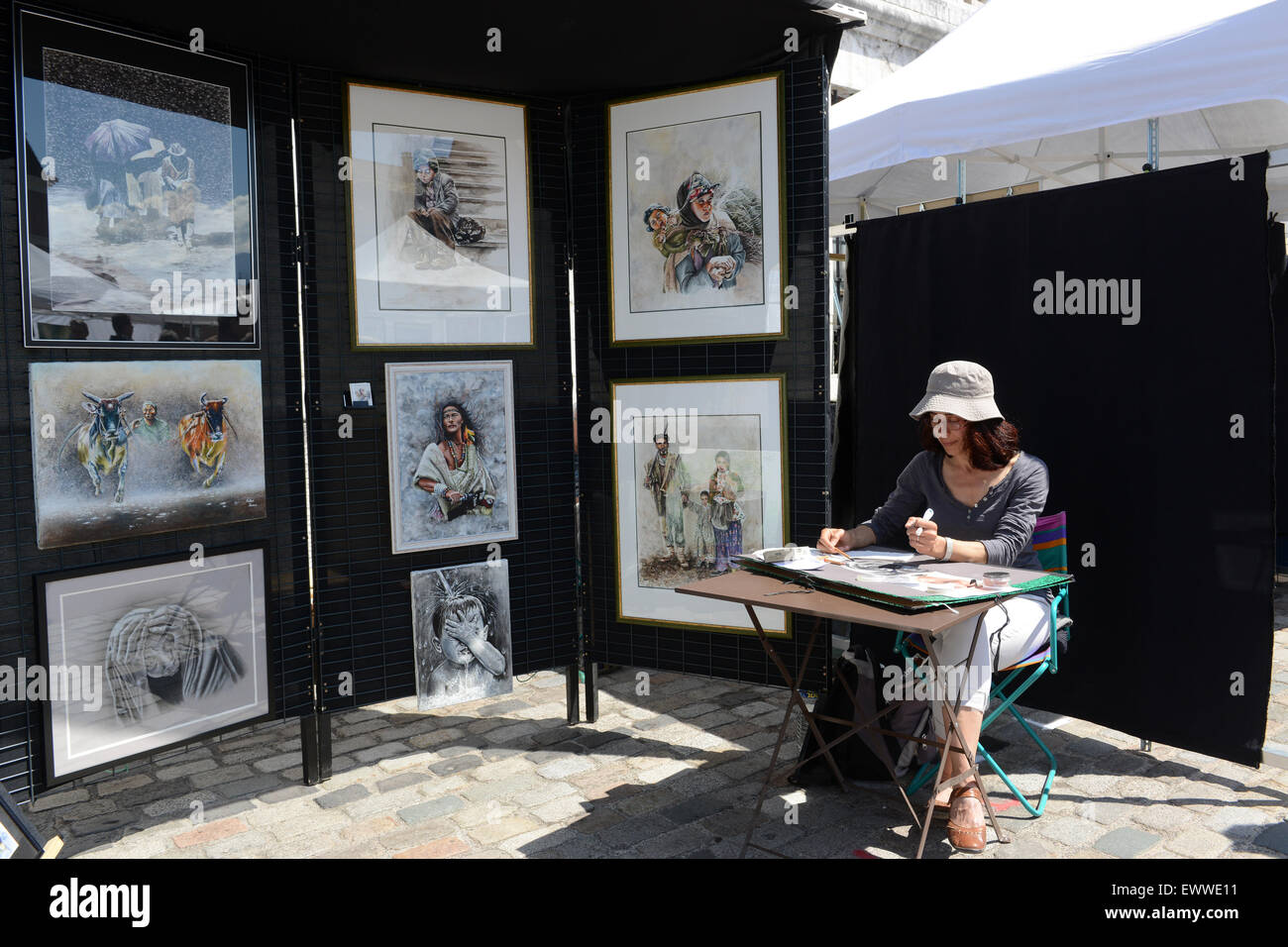 Annecy art artists artist market in France french Stock Photo