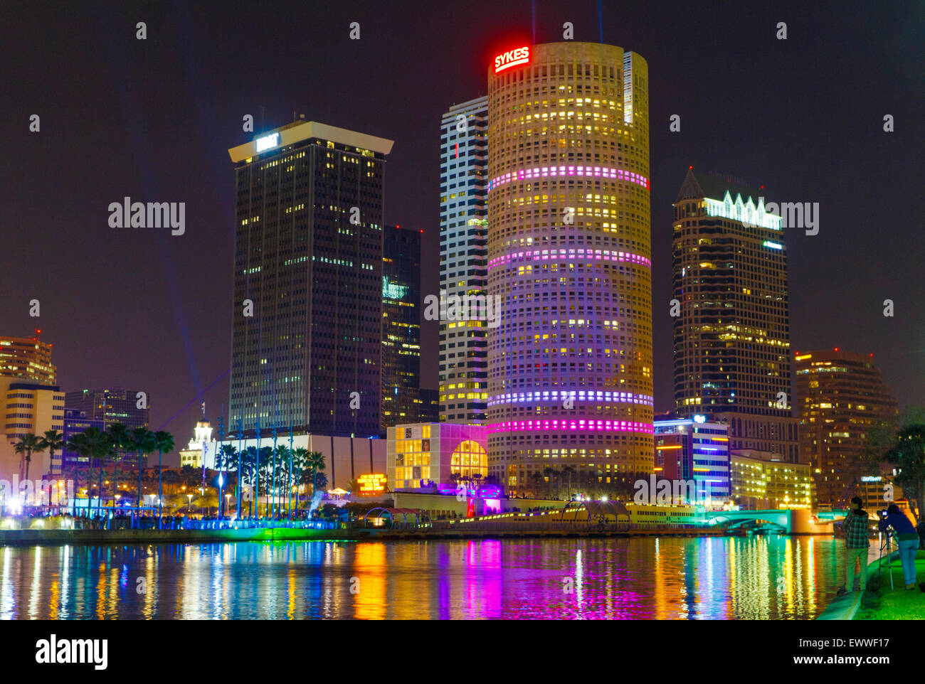 FEBRUARY 22, 2015 - TAMPA, FLORIDA: The City of Tampa is awash in color during the Lights on Tampa 2015 art festival. Stock Photo