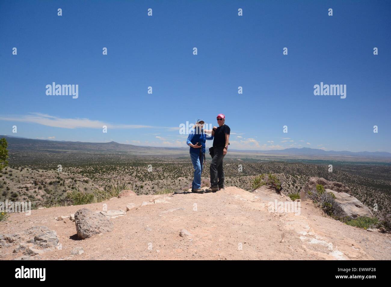 Sisters at top of mesa at Kasha-Katuwe Tent Rocks National Monument New Mexico - USA Stock Photo