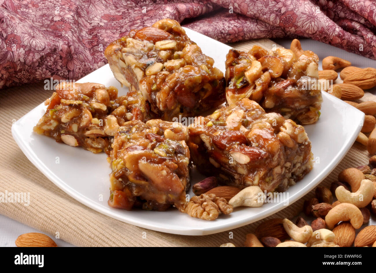 Honey & Dry Fruit Halva with Nuts Stock Photo Alamy