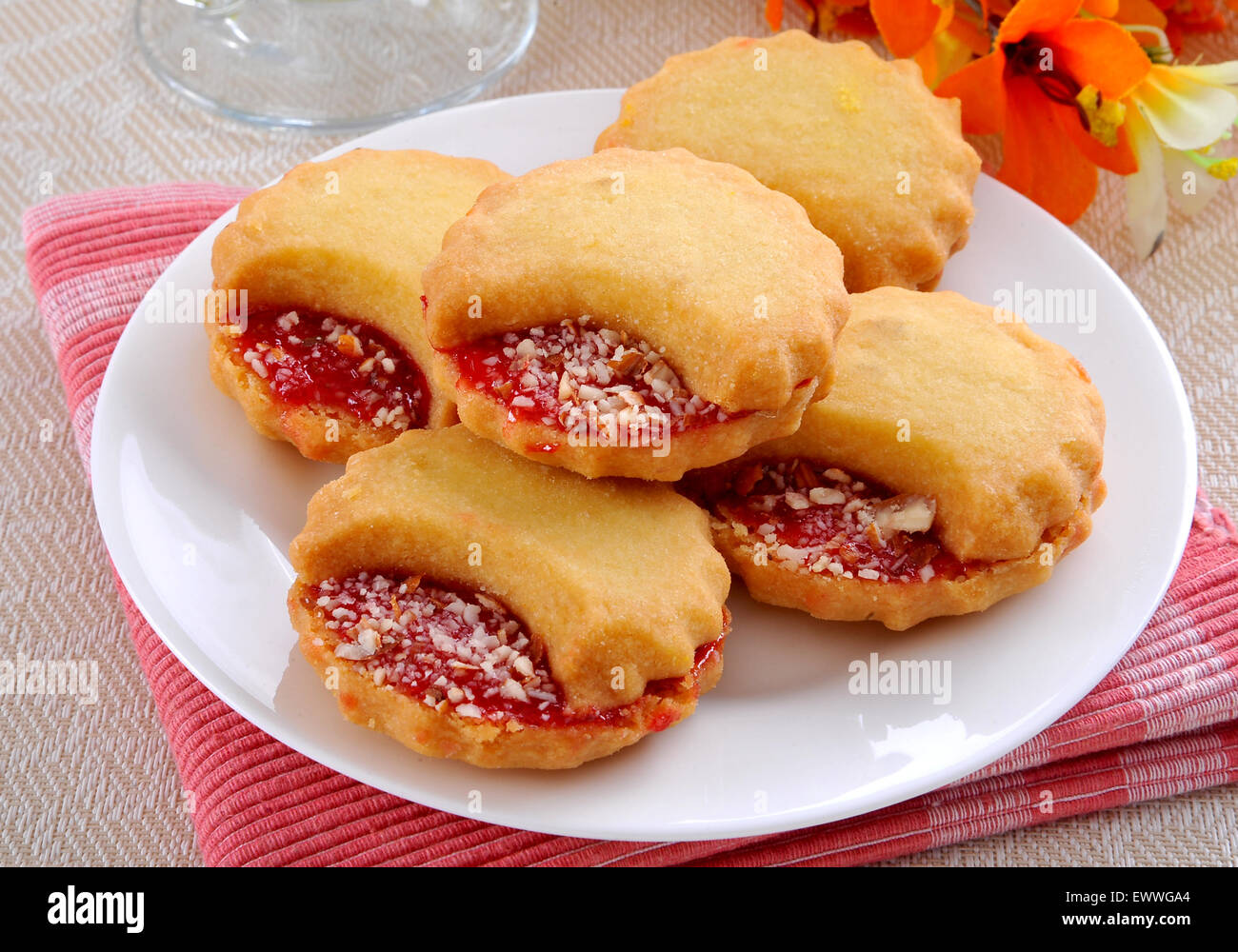Strawberry Jam Biscuits2 Stock Photo Alamy