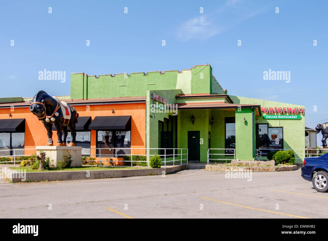 The exterior of Portofino's Italian Restaurante in Oklahoma City, Oklahoma, USA. Stock Photo