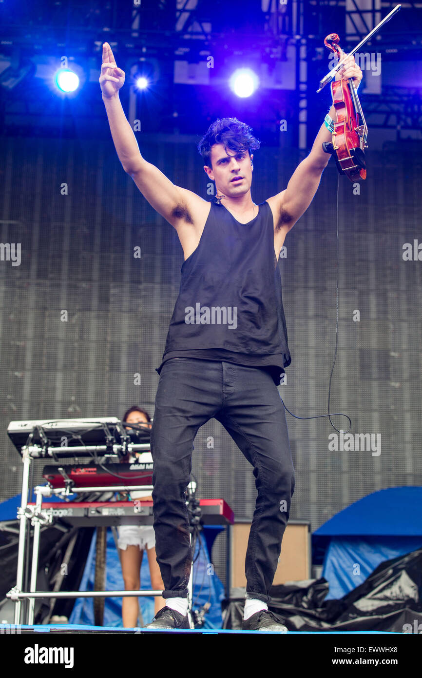 Dover, Deleware, USA. 19th June, 2015. NEIL AMIN-SMITH of Clean Bandit  performs live on stage at the Firefly Music Festival in Dover, Delaware ©  Daniel DeSlover/ZUMA Wire/Alamy Live News Stock Photo -