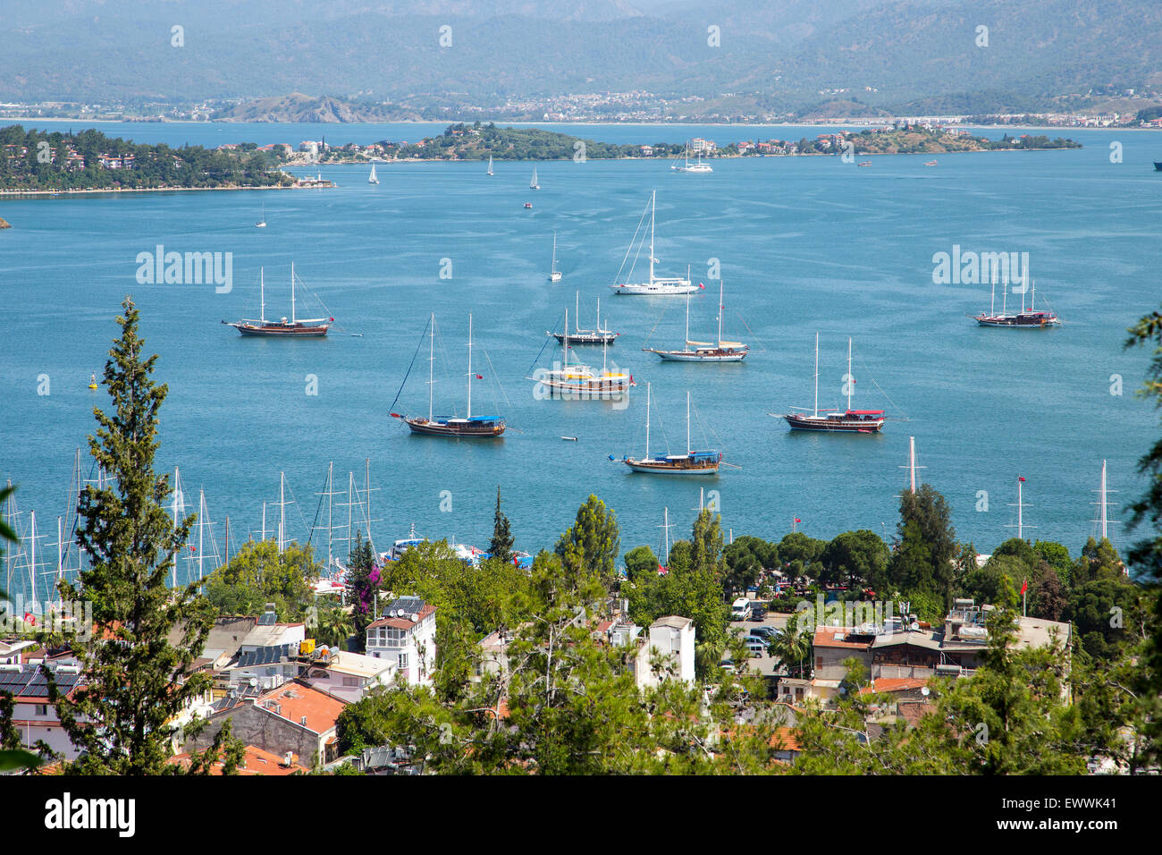 View of Fethiye bay in Mugla province, Turkey, 2015 Stock Photo