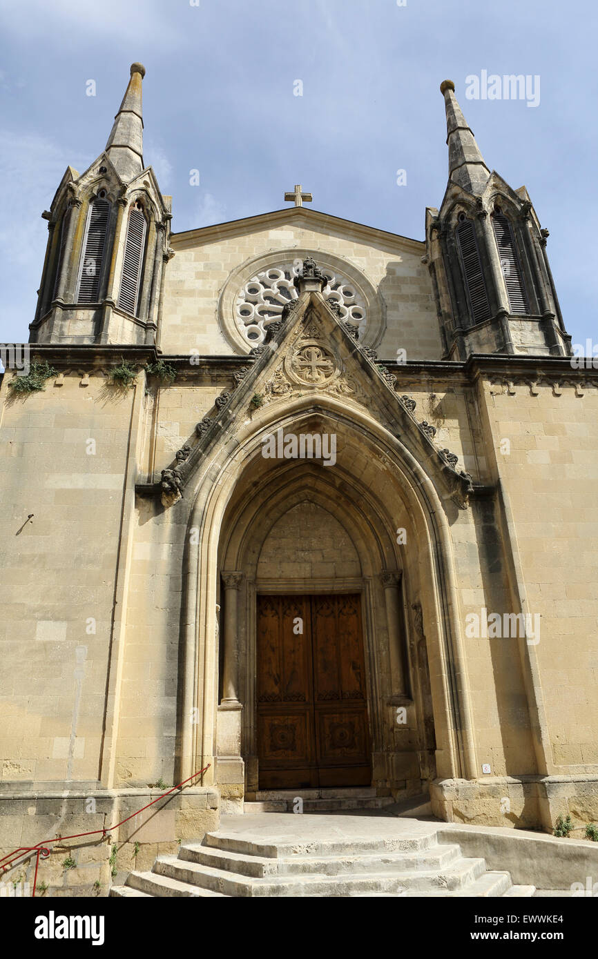 The Church of St Pons in Sommieres, France. The church is Neo-Gothis in style. Stock Photo