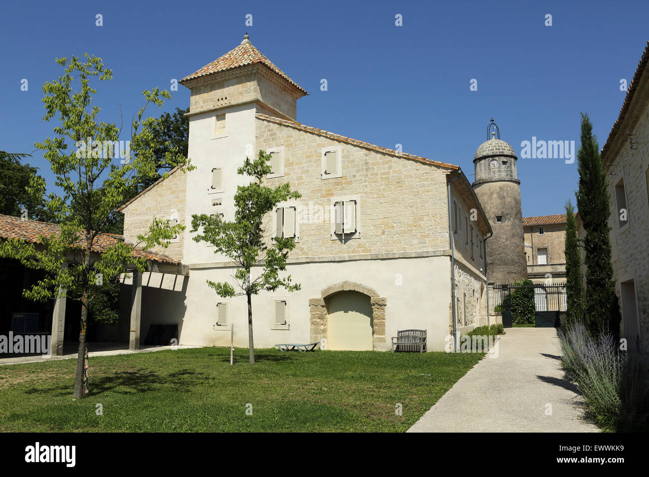 The Domaine de Massereau winery in Sommieres, France. The estate is in Languedoc-Roussillon. Stock Photo