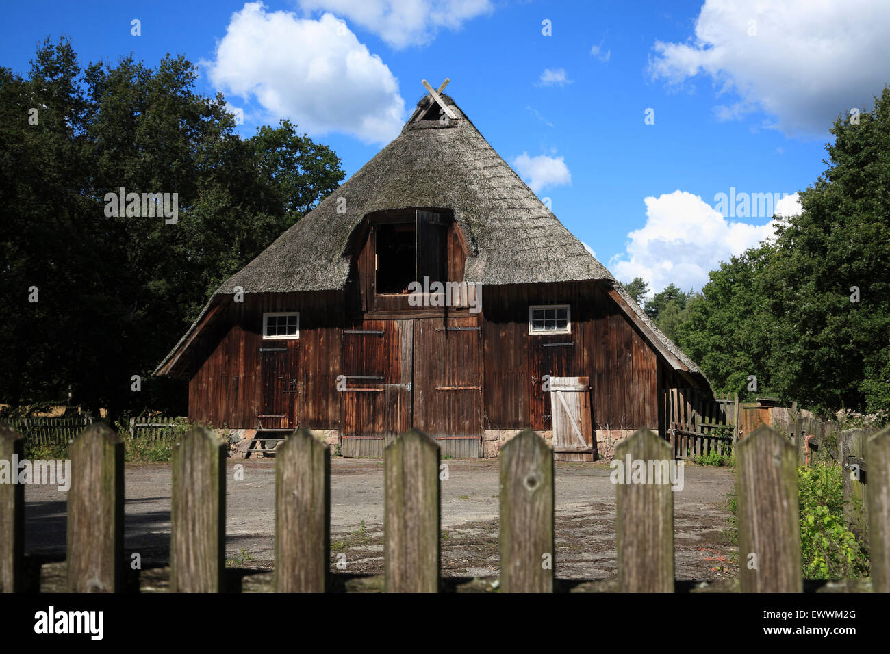 Shepyard, Lueneburger Heath, Lower Saxony, Germany, Europe Stock Photo