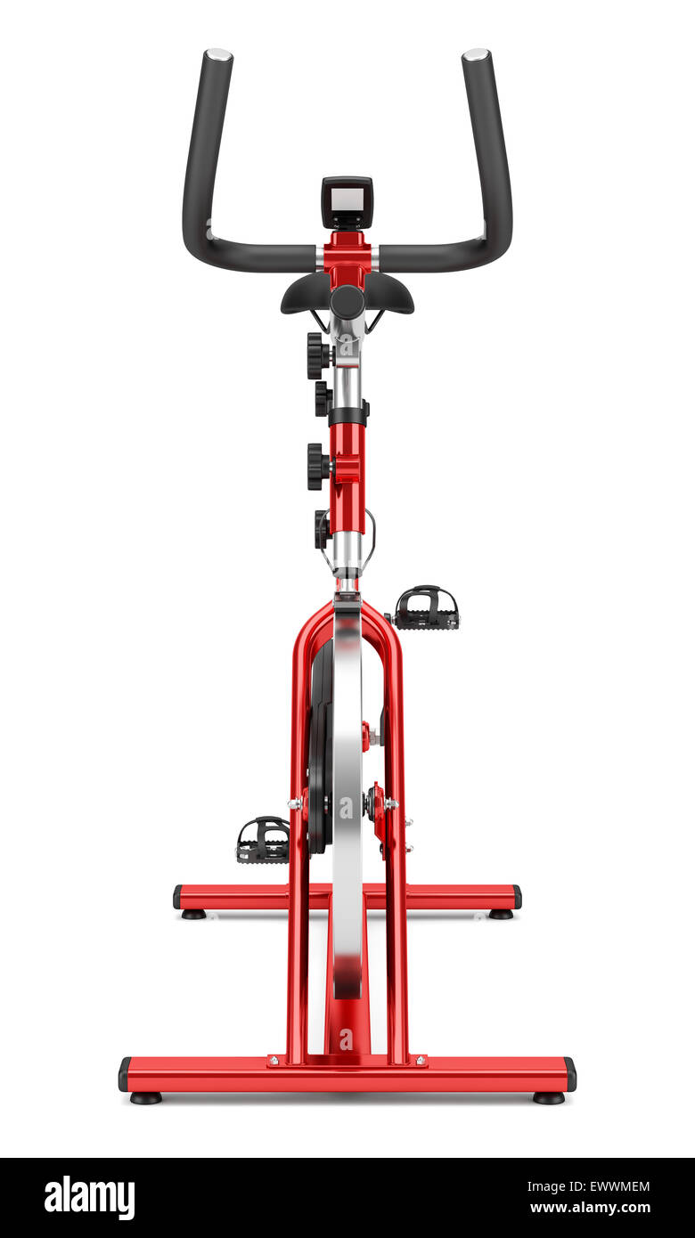 stationary exercise bike isolated on white background Stock Photo