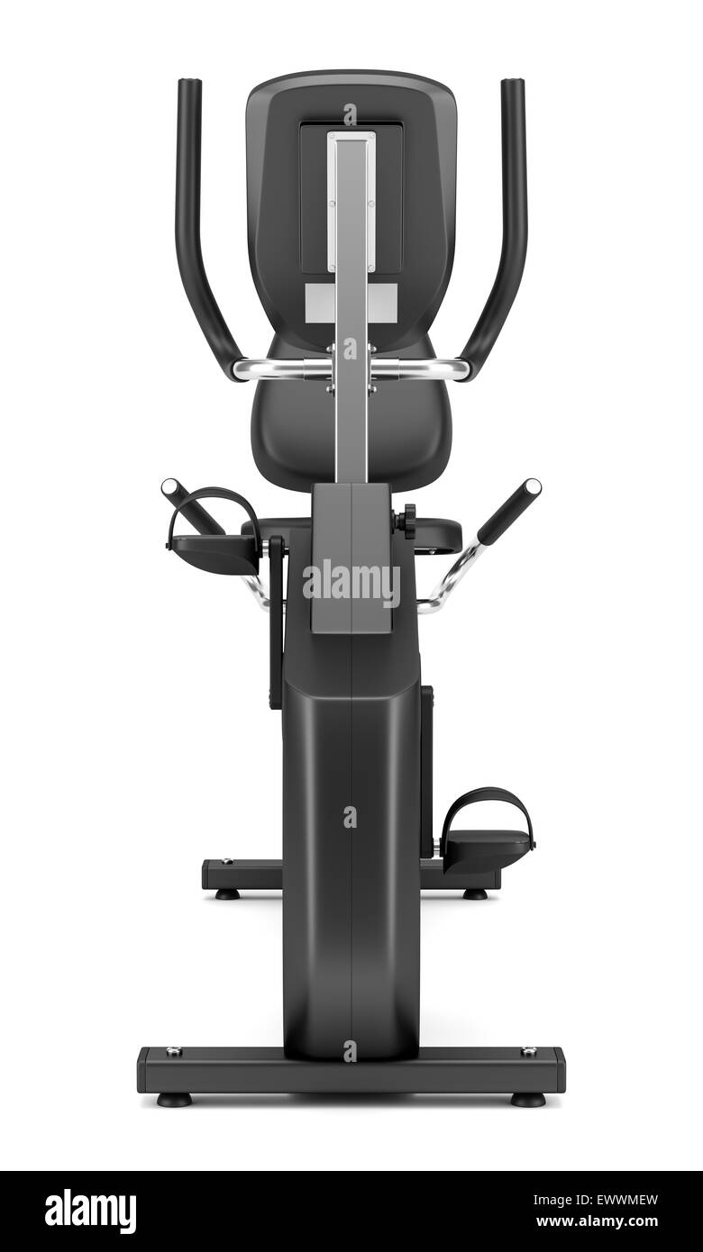 stationary exercise horizontal bike isolated on white background Stock Photo