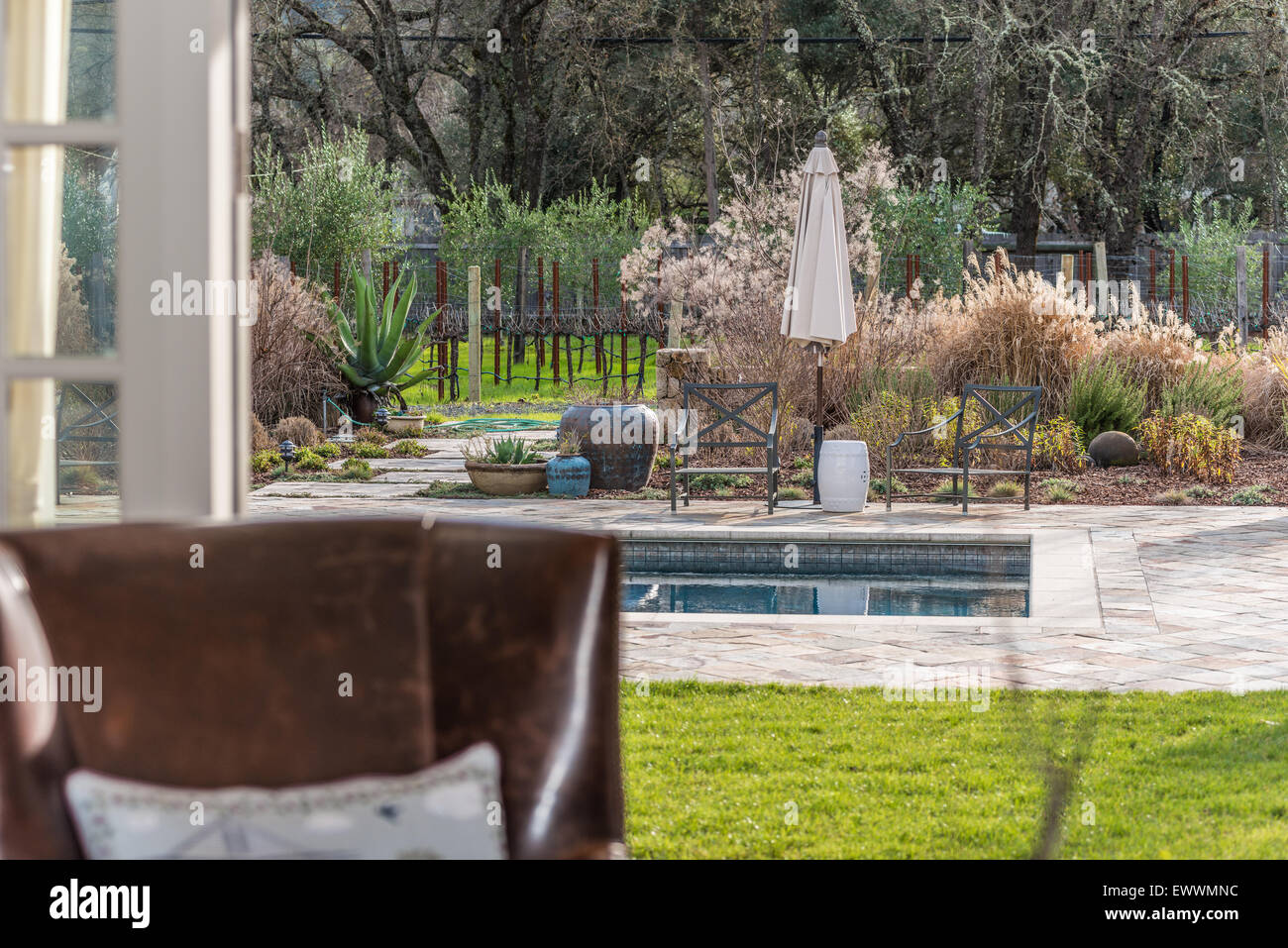 Outdoor Patio Spa At Home In Napa Valley California Stock Photo
