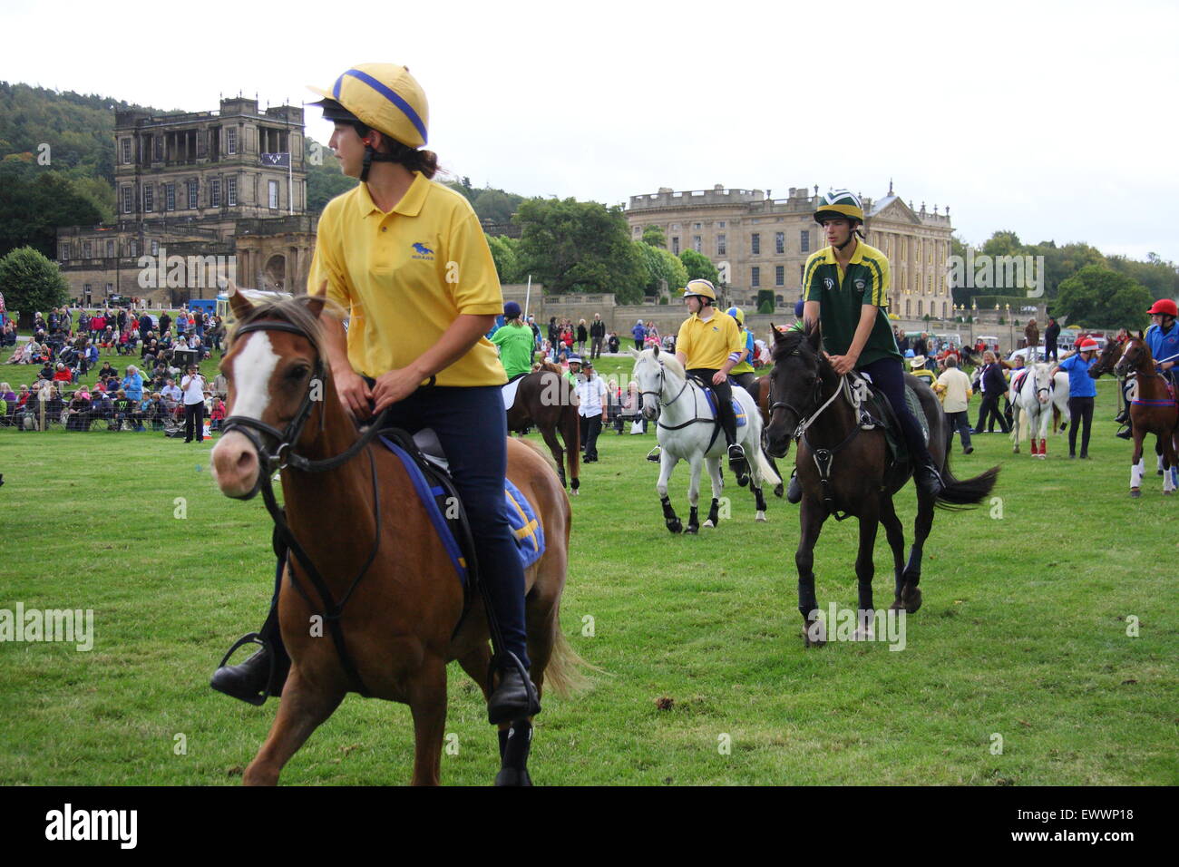 Pony clubs participate in Mounted Games at Chatsworth Country Fair Derbyshire England UK Stock Photo