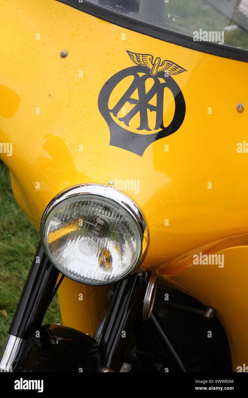 AA rescue emblem on classic yellow motorbike. Editorial use only Stock ...