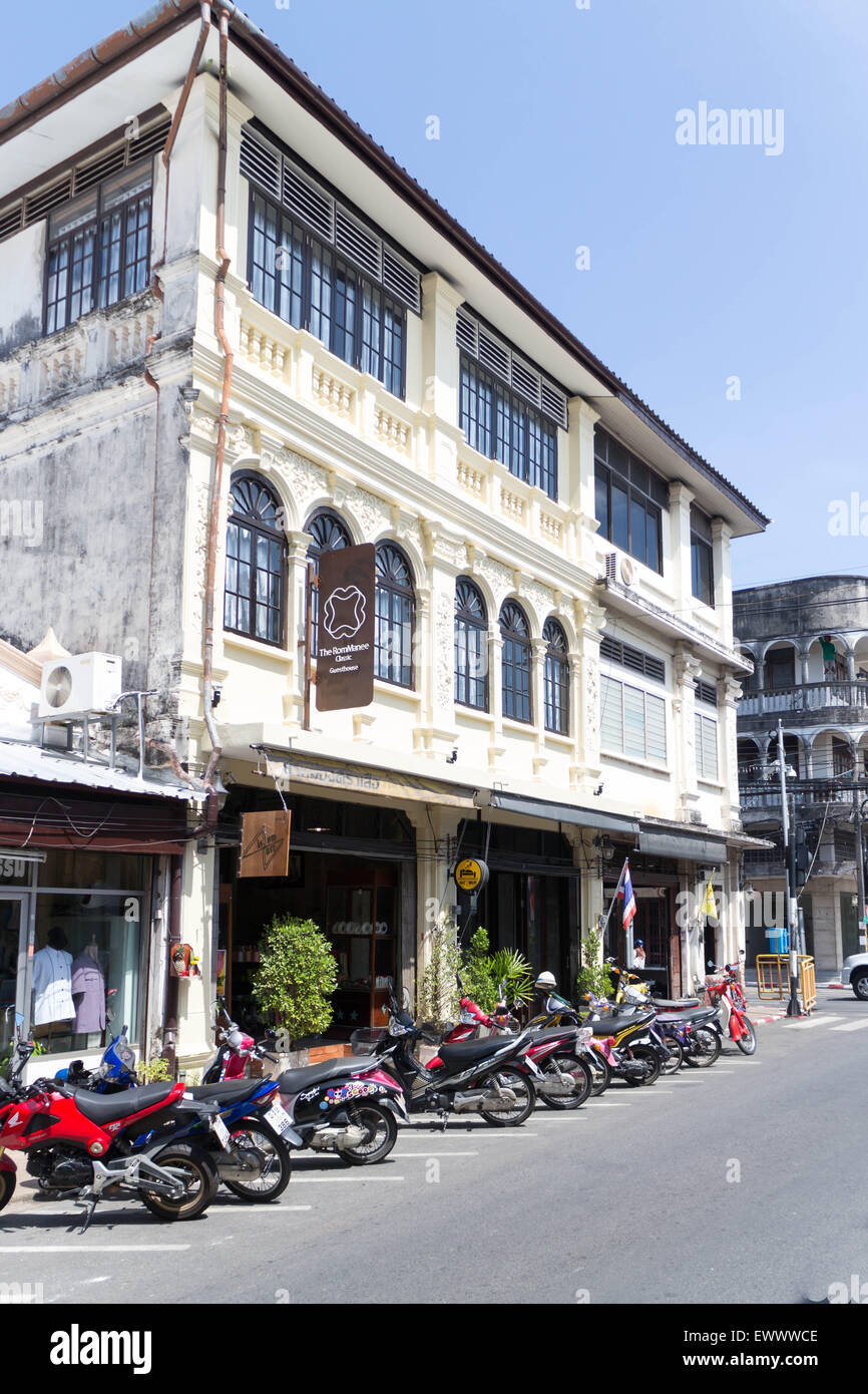 The Rommanee Guesthouse in Thalang road, old Phuket Town, Thailand Stock Photo