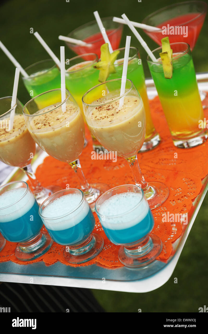Party colorful cocktail tray Stock Photo Alamy