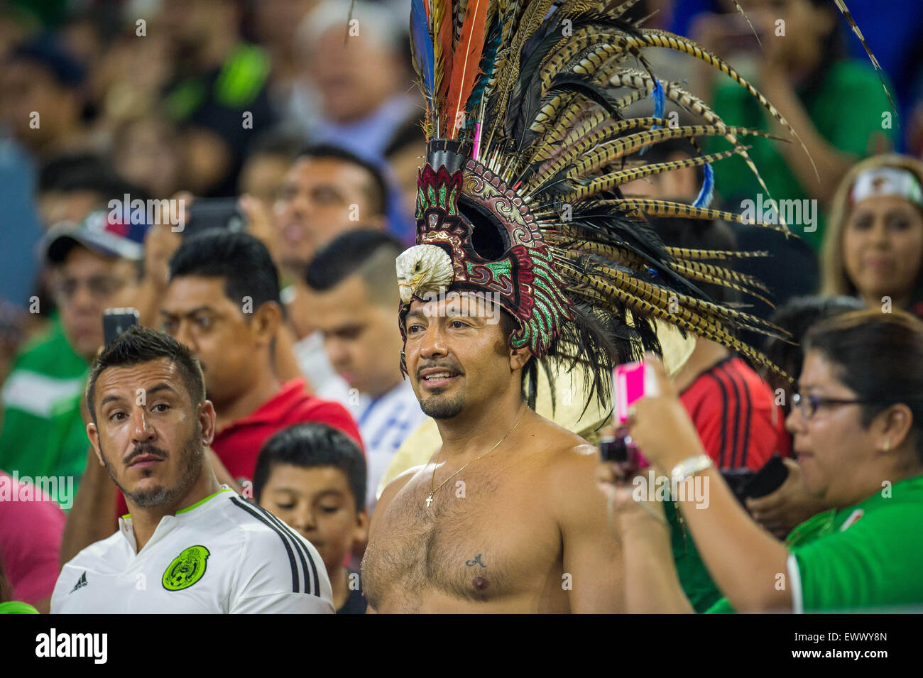 Houston, TX, USA. 1st July, 2015. Mexico fans prior to an international soccer match between Honduras and Mexico at NRG Stadium in Houston, TX. Trask Smith/CSM/Alamy Live News Stock Photo