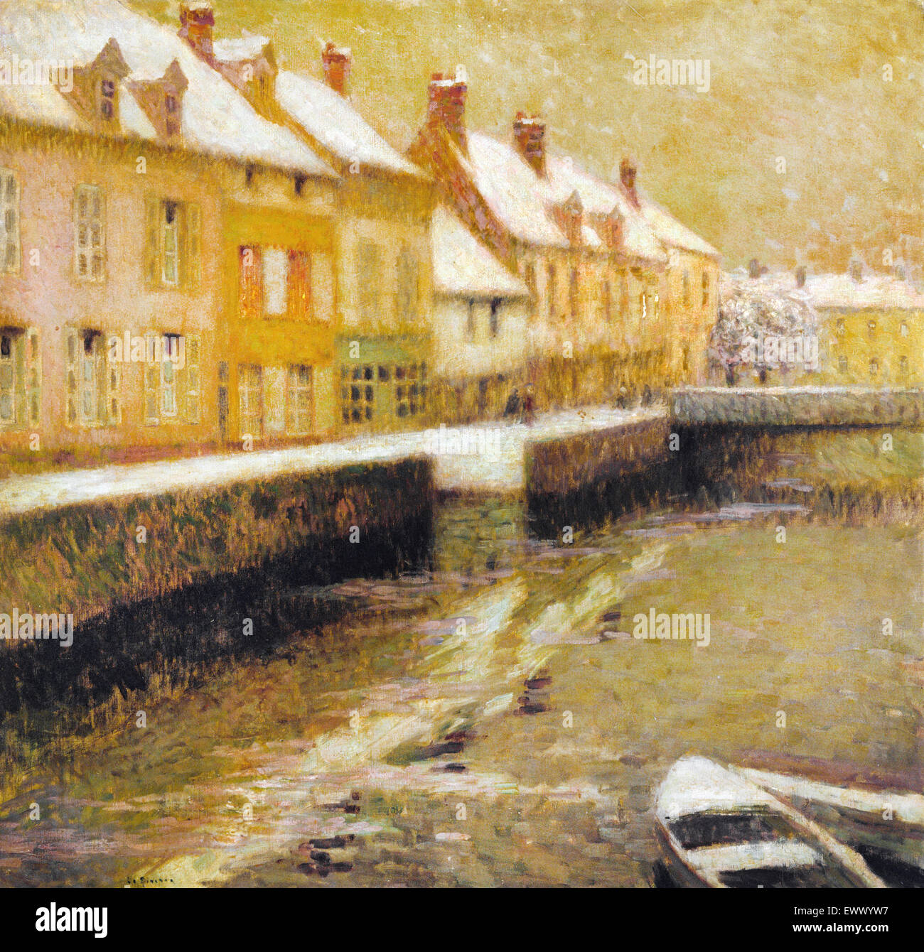 Henri Le Sidaner, Canal in Bruges, Winter 1899 Oil on canvas. Art Gallery of New South Wales, Sydney, Australia. Stock Photo