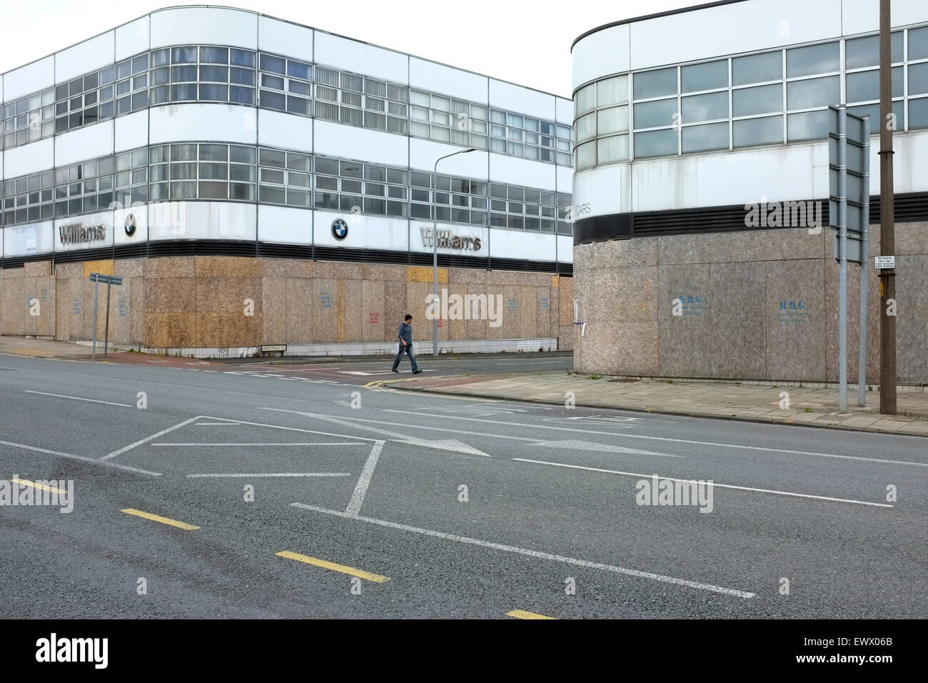 BMW Car Showrooms closed and boarded up in Bolton, Lancashire, Greater Manchester England UK Stock Photo