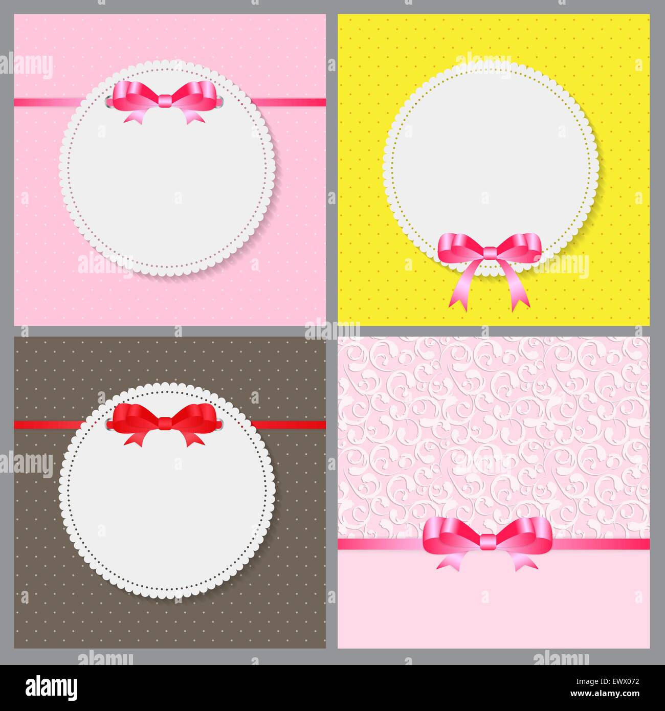 Vintage Frame with Bow Set Background. Vector Illustration Stock Vector ...