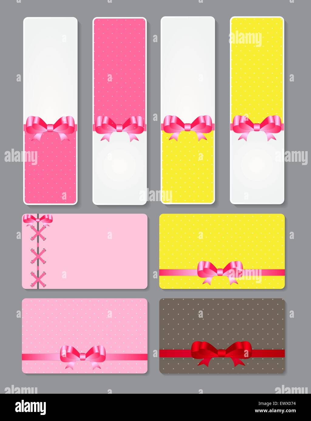 Vintage Card with Bow Set Vector Illustration Stock Vector Image & Art ...