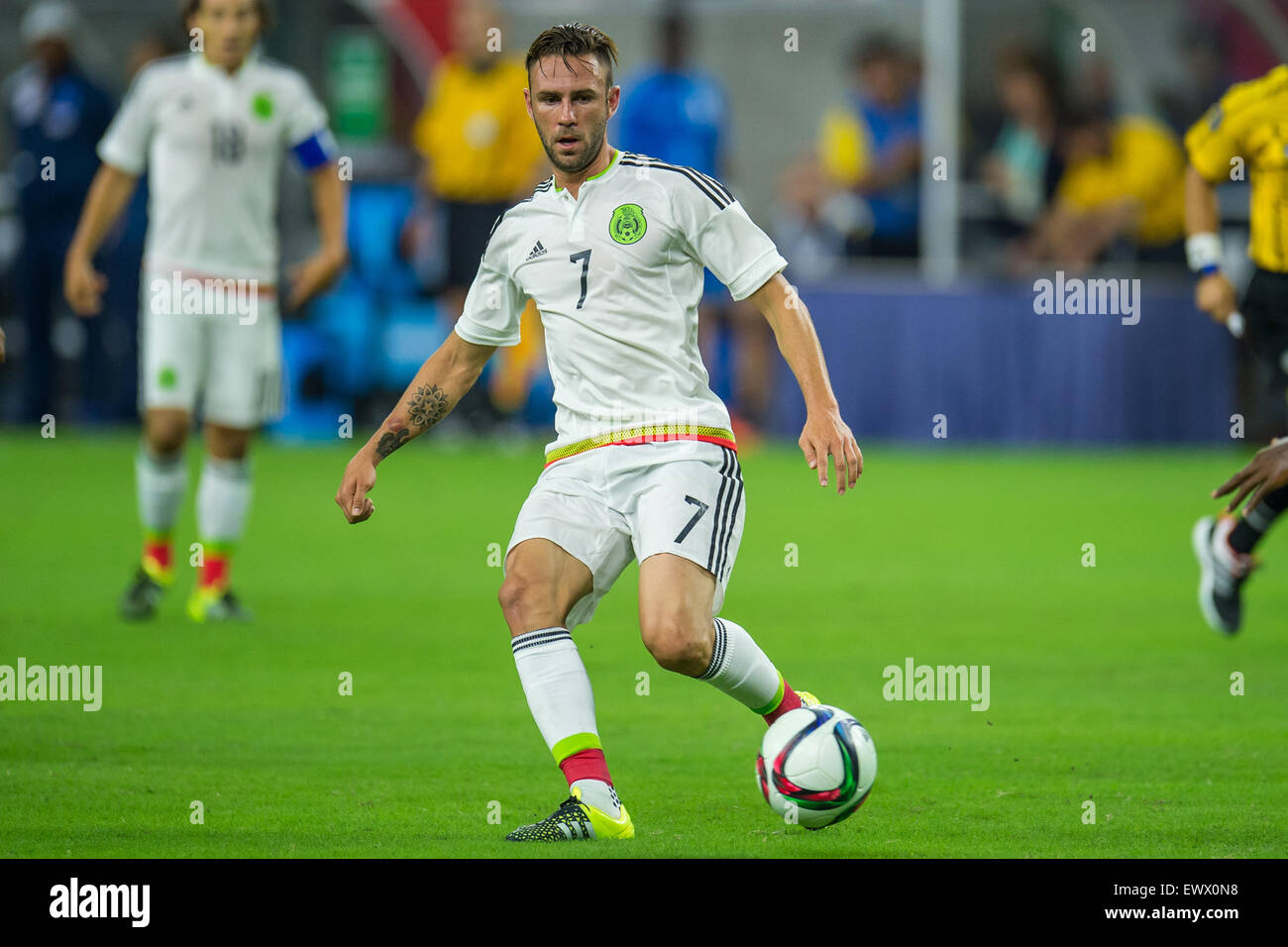 July 1, 2015: Mexico defender Miguel Layun (7) controls the ball during the 2nd half of an international soccer match between Honduras and Mexico at NRG Stadium in Houston, TX. The game ended in a 0-0 draw.Trask Smith/CSM Stock Photo