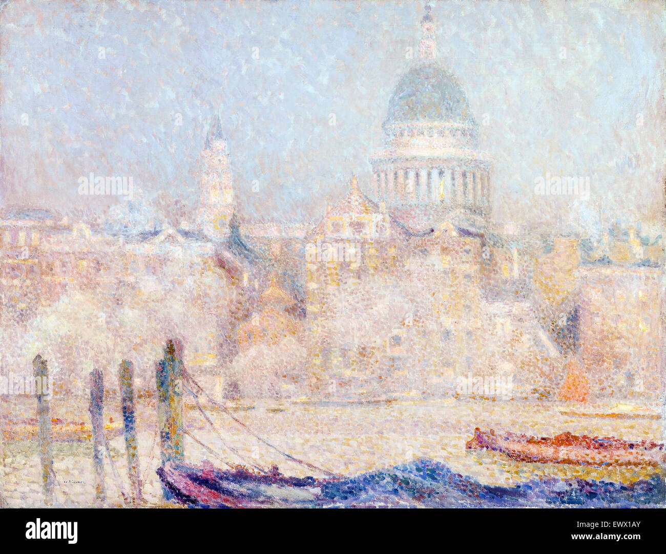 Henri Le Sidaner, St. Paul’s from the River: Morning Sun in Winter 1906-1907 Oil on canvas. Walker Art Gallery, Liverpool, UK. Stock Photo
