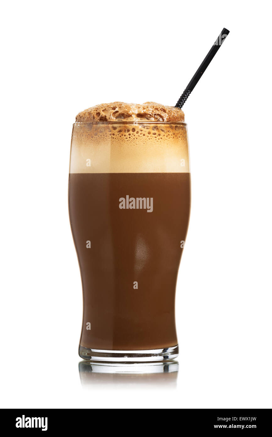 Glass of homemade New York Egg Cream fizzy drink contains neither eggs