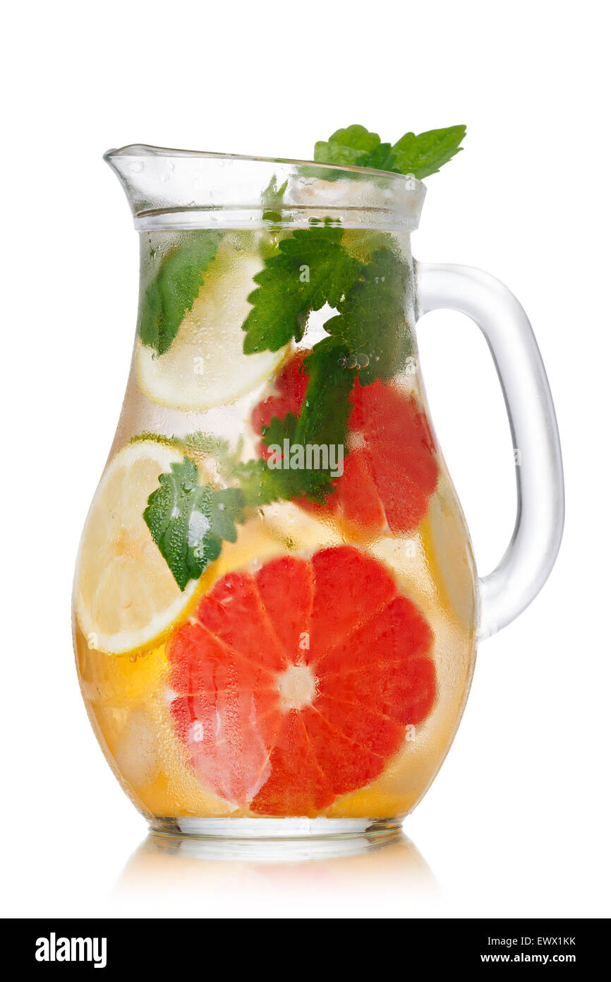 Jug of lemonade with lemon balm and grapefruit Stock Photo Alamy