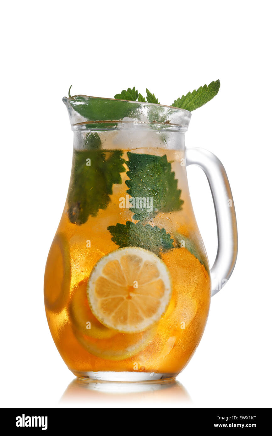 Jug of Iced lemonade with lemon balm Stock Photo Alamy