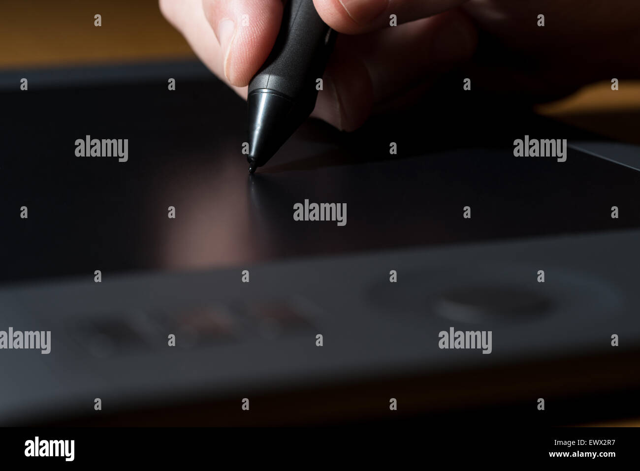 Closeup Of One Hand Drawing On A Computer Graphics Tablet Stock Photo ...