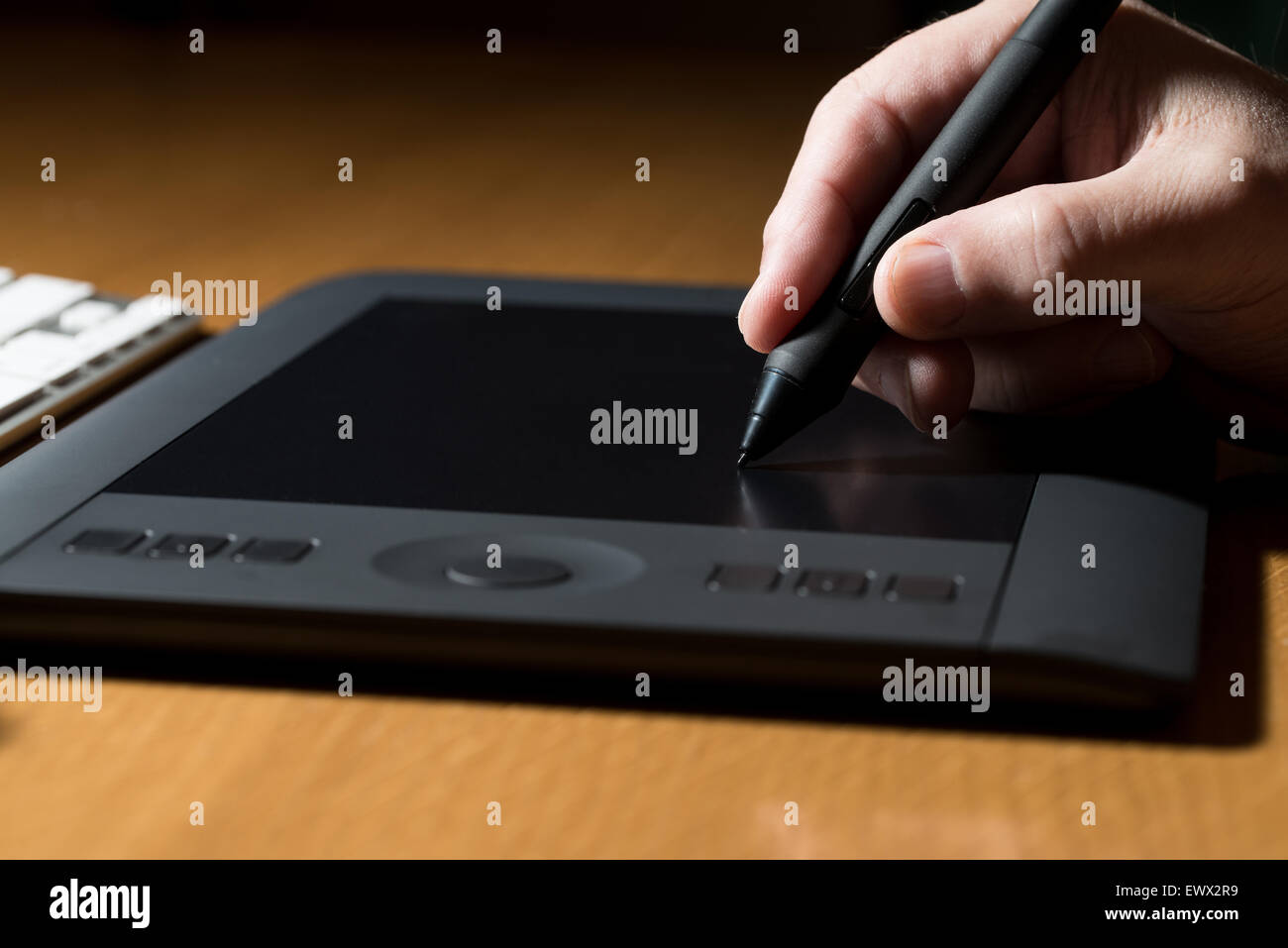 Closeup Of One Hand Drawing On A Computer Graphics Tablet Stock Photo ...