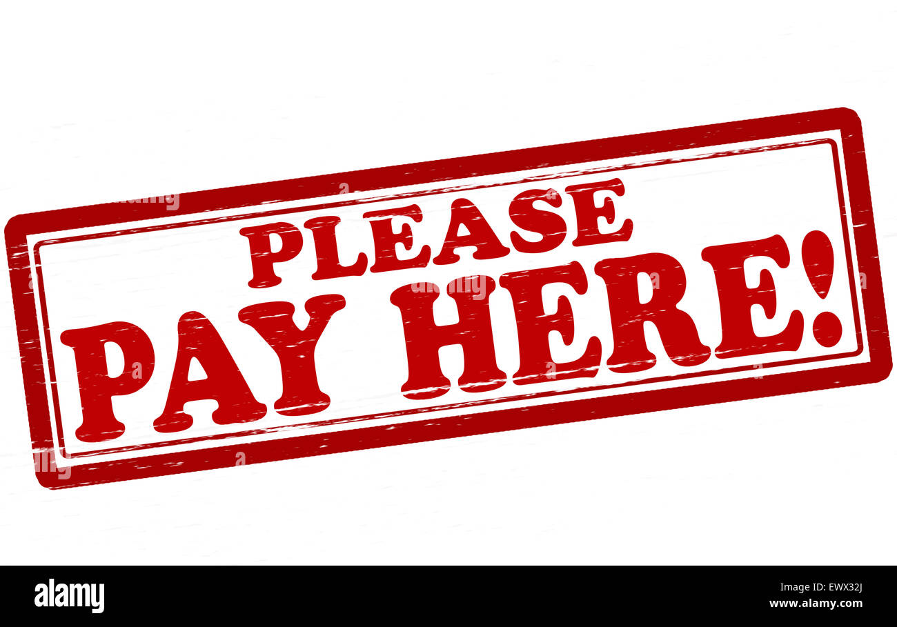 Stamp with text please pay here inside, illustration Stock Photo - Alamy