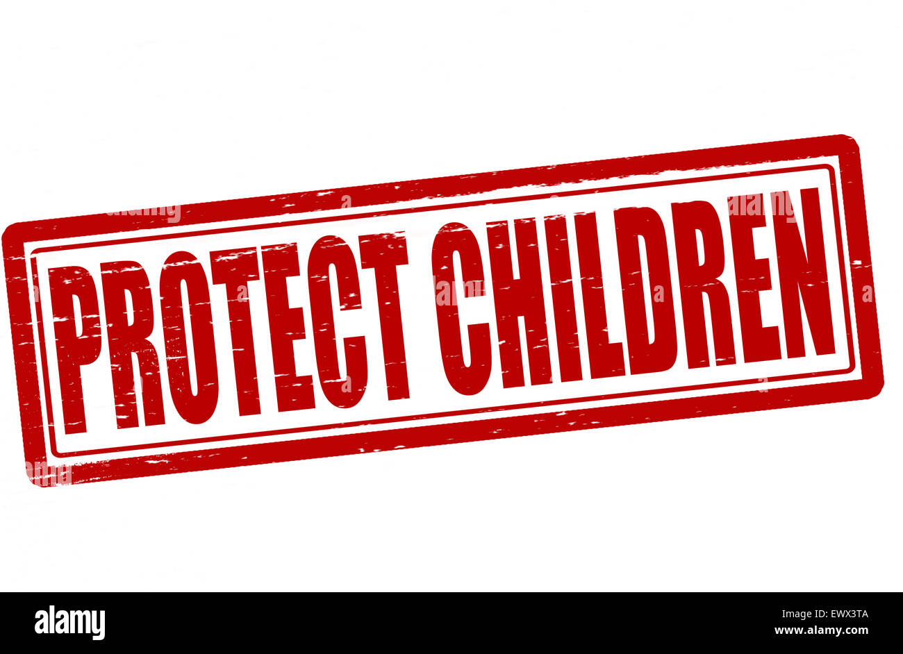 Stamp with text protect children inside, illustration Stock Photo