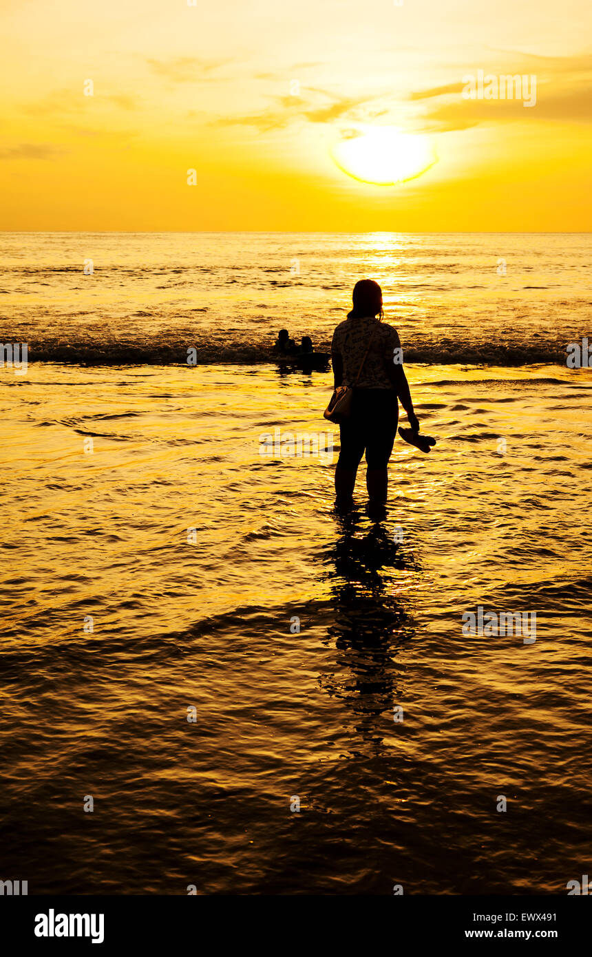 Beautiful nature with color of the sunset, Pathong beach, Phuket Thailand Stock Photo