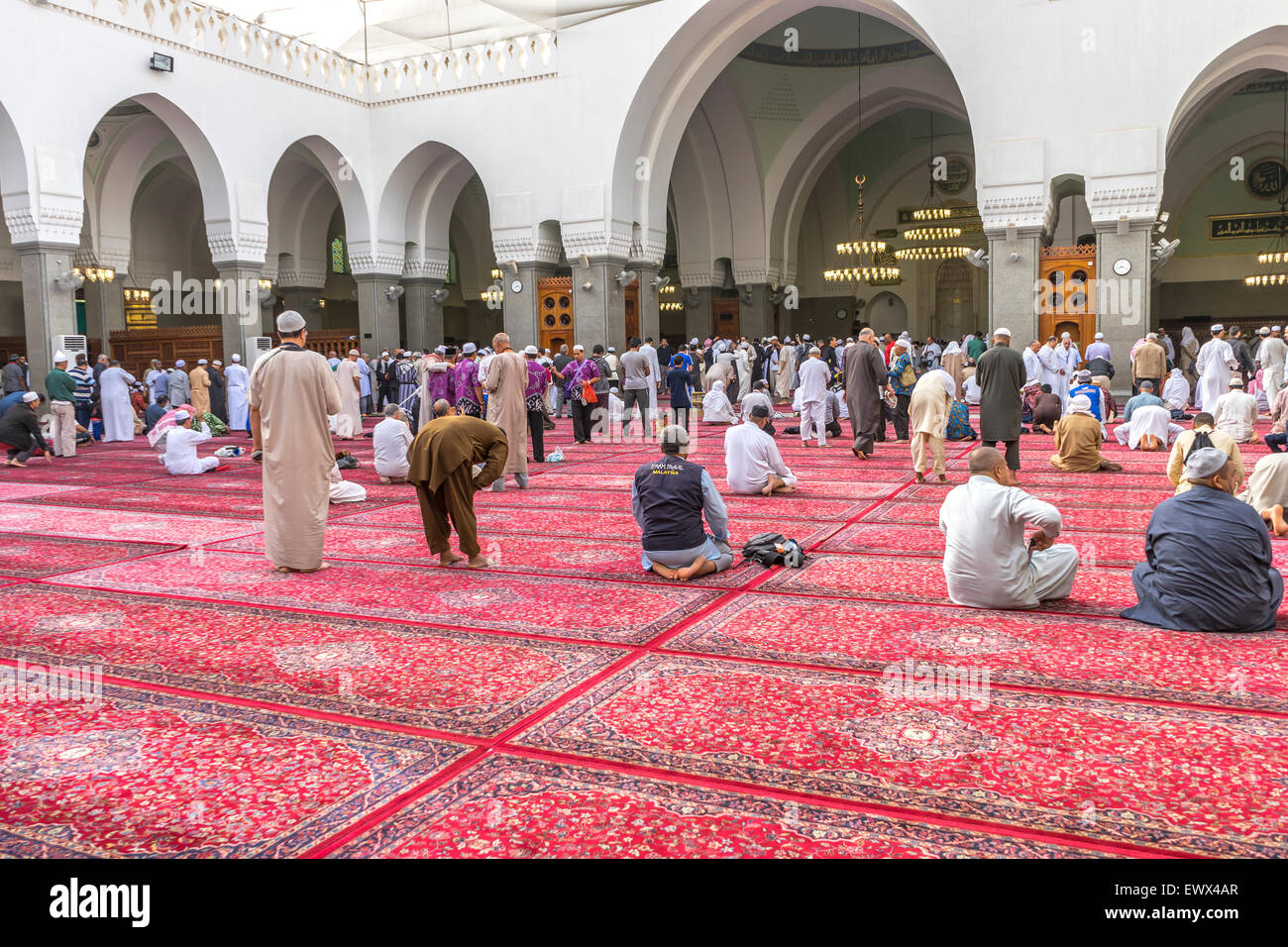 MEDINA, SAUDI ARABIA MARCH 07, 2015 Muslims pray inside Masjid Quba