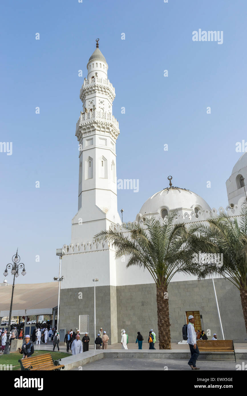 MEDINA, SAUDI ARABIA MAR 07 Muslims at the compound of Masjid Quba
